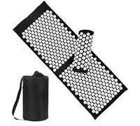 XiaoMaGe Acupressure Mat and Pillow Set with Bag - Extra Long Acupuncture Mat for Neck & Back Pain Relief- Naturally Relaxation Gift for Women - Stress Relief Massage Mat (Black)