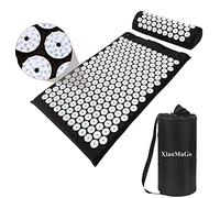 XiaoMaGe Acupressure Mat and Pillow Set with Bag - Large Size 28.7 X 16.5 inch Acupuncture Mat for Neck & Back Pain, Muscle Relaxation Stress Relief, Sciatica Pain Relief Pillow (Black)