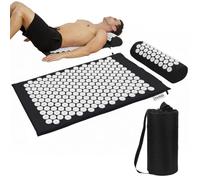 XiaoMaGe Acupressure Mat and Pillow Set with Bag - Large Size 28.7 X 16.5 inch Acupuncture Mat for Neck & Back Pain, Muscle Relaxation Stress Relief, Sciatica Pain Relief Pillow (Black)