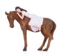 XIAOMAGG Horse Figurines - Girl Embracing Horse Figurine, Truly a Friend Horses and Guardian Angel Statues,for Women & Cowgirls - Birthday, Christmas & Thanksgiving Equestrian Gifts Stuff