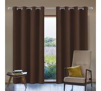 XIAOMEI Blackout Curtains Bedroom 160 x 161 cm Drop Thermal Insulated Super Soft Kitchen Curtains, Ring Top Privacy Protected for Bedroom Bathroom, Brown