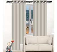 XIAOMEI Pencil Pleat Curtains 100 x 300 cm Super Soft Thermal Blackout Eyelet Eyelet Window Curtains for Living Room for Living Room Bedroom Windows Nursery, Beige