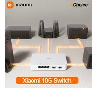 Xiaomi 10G Ethernet Switch 4 Ports 2.5G&10G Adaptive Speed 10000Mbps VLAN QoS Full Metal Shell Plug Play Desktop Home Office Add UK Adapter