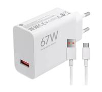 Xiaomi MI Travel Charger Combo Set with USB-A to Type-C Charing Cable 1M, 67W White EU MDY-12-EJ