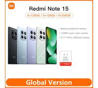 Xiaomi Mobile Phones Redmi Note 15 Global Version MTK Helio G100-Ultra 6.77" AMOLED display 108MP camera 6000mAh Smartphone 8GB 256GB Black