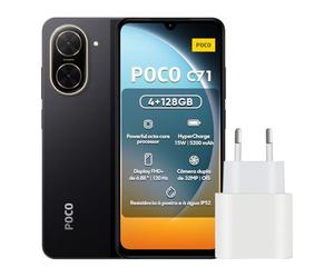 XIAOMI POCO C71 4G Smartphone 4GB+128GB Black, UNISOC T7250 Octa-Core Processor, Immersive 6.88" 120Hz display, Massive 5200mAh battery, Clear 32MP AI dual camera (UK Version + 2 Years Warranty)