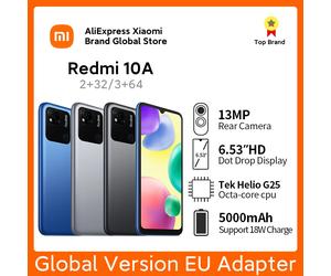 Xiaomi Redmi 10A Global Version Original Smartphone 2GB+32GB/4GB+128GB MTK Helio G25 6.53" 5000mAh 13MP Camera 10W Fast Charging 2GB 32GB Sky Blue