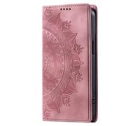 Xiaomi Redmi 9A Case, Embossed Mandala Shockproof Premium Leather Folio Cover Magnetic Protection Book Wallet Flip with Card Slots Kickstand for Xiaomi Redmi 9A Phone Case Pink