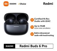 Xiaomi Redmi Buds 6 Pro TWS Earphone Bluetooth 5.3 Mi True Wireless Headset 55dB Active Noise Cancelling For Xiaomi Smartphone Black