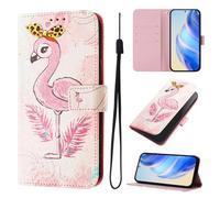 Xiaomi Redmi Note 14 Pro 5G Phone Case, Painted Premium Leather Folio Book Wallet Case Protective Flip Pouch Card Holder Stand Shock Proof Phone Cover for Xiaomi Redmi Note 14 Pro 5G,Flamingo