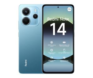 Xiaomi Redmi Note 14 smartphone, 6+128GB, blue, 108MP AI camera system, 5500mAh battery, 120Hz eye-care display, AI features (charger not included)