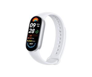 XIAOMI Smart Band 9 Fitness Tracker, AMOLED Display with 1200 Nits, Sp02 Tracking, Sleep and Heart Rate Monitor, Notifications, 5ATM Waterproof, Mi Fit App, Glacier Silver