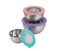 XIAOMIANYANG Stainless Steel Mixing Bowl Set of 3 with Lids - Nesting Kitchen Bowl Set for Baking, Cooking, Food Preparing & Serving, Dishwasher Safe