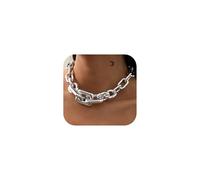 XIAOMOJEW Chunky Chain Necklace for Women Gold Silver Choker Statement Necklace Cuban Link Choker Punk Jewelry, Zinc, No Gemstone