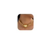 XIAOMOJEW Pearl Choker Necklace for Women Chunky Statement Necklace Layered Ball Charm Chain Choker Jewelry, One size, Alloy Steel, No Gemstone
