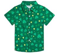 XiaoMoSha Boys Button Down Shirt Multi Hawaiian Shirt Summer Beach Tropical Casual Short Sleeve Printed Shirt for Kids, Greenleaf, 5-6 Years