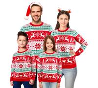 XiaoMoSha Christmas Jumpers for Men, Funny Casual Novelty Reindeer Mens Christmas Jumpers Knitted Xmas Pullover Long Sleeve Matching Christmas Sweater for Holiday, Men, ChristmasClassics, M