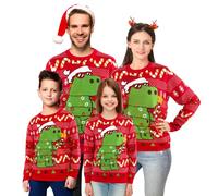 XiaoMoSha Christmas Jumpers for Women, Funny Dinosaurs Pattern Women's Jumpers Knitted Xmas Pullover Long Sleeve Matching Ugly Novelty Christmas Sweater for Holiday, Women, ColorfulDinosaurs, S