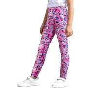 XiaoMoSha Girls Leggings, 1 Pack Stretchy Slim Breathable Soft Gymnastics Full Length Tights Pants, with Various Cute Pattern, PinkHeart, 5-6Years