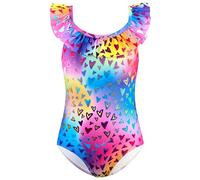 XiaoMoSha Girls Swimming Costume One Piece Swimsuit with Adjustable Straps Breathable Quick Dry Beach Swimwear, HotHeart, 6-8 Years