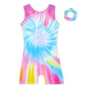 XiaoMoSha Gymnastics Leotards for Girls Sleeveless Unitard Dance Outfit for Kids Gradient Color Sparkly Rainbow Leotards for Little Girls(BlueSwirl, 7-8 Years)