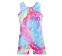 XiaoMoSha Gymnastics Leotards for Girls Sleeveless Unitard Dance Outfit for Kids Gradient Color Sparkly Unicorn Rainbow for Little Girls(Sparkling star, 3-4 Years)