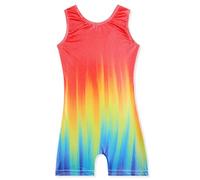XiaoMoSha Gymnastics Leotards for Girls Sleeveless Unitard Dance Outfit for Kids Gradient Color Sparkly Rainbow Leotards for Little Girls(BlueRed, 6-7 Years)