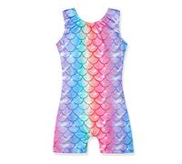 XiaoMoSha Gymnastics Leotards for Girls Sleeveless Unitard Dance Outfit for Kids Gradient Color Sparkly Unicorn Rainbow for Little Girls(Mermaid Colorful, 6-7 Years)