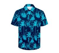 XiaoMoSha Mens Hawaiian Shirts Short Sleeve Wrinkle Free Button Down Summer Casual Shirt for Men Tropical Holiday Beach Funky Party Tops, GreenPalmTree, XL