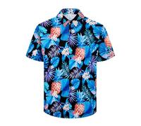 XiaoMoSha Mens Hawaiian Shirts Short Sleeve Wrinkle Free Button Down Summer Casual Shirt for Men Tropical Holiday Beach Funky Party Tops, HawaiianPineapple, XXL
