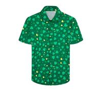XiaoMoSha Mens Hawaiian Shirts Short Sleeve Wrinkle Free Button Down Summer Casual Shirt for Men Tropical Holiday Beach Funky Party Tops, Greenleaf, Medium