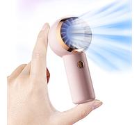 XiaoMuTongABC Mini Handheld Fan Rechargeable, Portable Personal Pocket Fan, 800mAh USB Cooling Fan with 3 Speed Settings for Women, Kids, Home, School, Office, Summer, Low Noise, Last 4-8H (Pink)