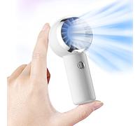XiaoMuTongABC Mini Handheld Fan Rechargeable, Portable Personal Pocket Fan, 800mAh USB Cooling Fan with 3 Speed Settings for Women, Kids, Home, School, Office, Summer, Low Noise, Last 4-8H (White)