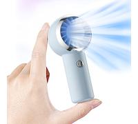 XiaoMuTongABC Mini Handheld Fan Rechargeable, Portable Personal Pocket Fan, 800mAh USB Cooling Fan with 3 Speed Settings for Women, Kids, Home, School, Office, Summer, Low Noise, Last 4-8H (Blue)