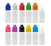 XIAONAN 10 Pack x 15ml LDPE Plastic Squeezable Eye Dropper Empty Bottles (Bottles + Mixed Colour Caps + Tips)