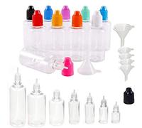 XIAONAN 100PCS x 5ml PET Clear Dropper Bottles - Empty Plastic Refillable Transparent Containers - White Caps - Long Thin Dropper Tips