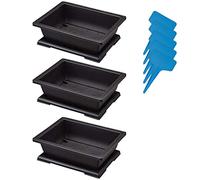 XIAONAN 3PCS 11 Inches Bonsai Training Pots, Large Plastic Bonsai Plants Growing Pot with Humidity Trays + 5Pcs Plant Labels for Garden, Yard, Office, Living Room, Balcony etc.