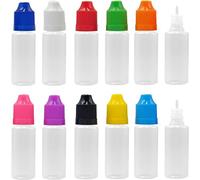XIAONAN 5 Pack x 20ml LDPE Plastic Squeezable Eye Dropper Empty Bottles (Bottles + Pink Colour Caps + Tips)