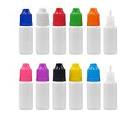 XIAONAN 50 Pack x 10ml LDPE Plastic Liquid Water Squeezable Eye Dropper Empty Bottles (Bottles + Pink Colour Caps + Tips)