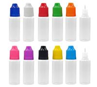 XIAONAN 50 Pack x 20ml LDPE Plastic Squeezable Eye Dropper Empty Bottles (Bottles + Black Colour Caps + Tips)