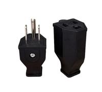XIAONIYI US American 3 Pins Industrial AC Electrical Power Rewireable Plug Male Wire Socket Outlet Adapter Extension Cord Connector 15A(Female and Male)