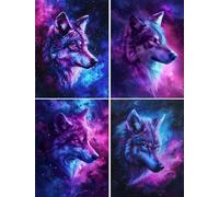Xiaonu 4 Pack Diamond Art Kits for Adults,Animals Diamond Painting Kits,DIY Full Square Drill Diamond Picture,Wolves Diamond Art Kits Perfect for Home Wall Decor and Gifts 15x20cm/5.9x7.8inch