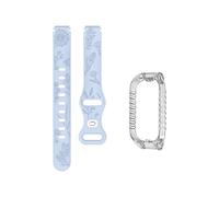 xiaopang 1PCS Strap + TPU Case For Band 2 Pattern Bracelet Silicone Replacement Loop Watch Accessories(Light Blue)