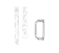 xiaopang 1PCS Strap + TPU Case For Band 2 Pattern Bracelet Silicone Replacement Loop Watch Accessories(White)