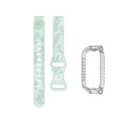 xiaopang 1PCS Strap + TPU Case For Band 2 Pattern Bracelet Silicone Replacement Loop Watch Accessories(Mint Green)
