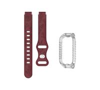 xiaopang 1PCS Strap + TPU Case For Band 2 Pattern Bracelet Silicone Replacement Loop Watch Accessories(Wine Red)