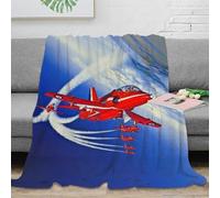 XiaopangXY 3D Air Show Flannel Blanket for Bed Super Soft Red Arrows Plane Blanket for Fall & Winter, No Pilling, No Shedding, Lightweight Decorative Fuzzy Plush Bedding for Couch