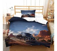 XiaopangXY 3D American Truck Print Duvet Cover Set Breathable Lorry Bedding Set, Fashionable Quilt Cover Set for Kids & Adults Decoration Kids Comforter Cover Single（135x200cm）