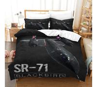 XiaopangXY 3D Black Bird Print Duvet Cover Set Breathable SR-71 Bedding Set, Fashionable Quilt Cover Set for Kids & Adults Decoration Kids Comforter Cover Double（200x200cm）