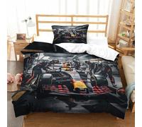 XiaopangXY 3D Bull Racing Perform A Pit Stop Print Duvet Cover for Kids & Adults, Hypoallergenic Formulaone Bedding Set Single（135x200cm） Microfiber Comforter, Skin-friendly Quilt Cover with Zipper